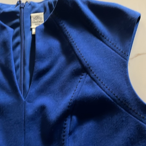 Sangria Royal Blue Sheath Dress V-neck Sleeveless 10P Top Stitching Details. - Picture 16 of 16